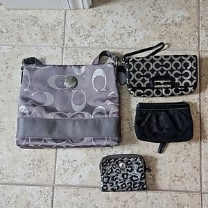 Coach purse and 3 wristlets